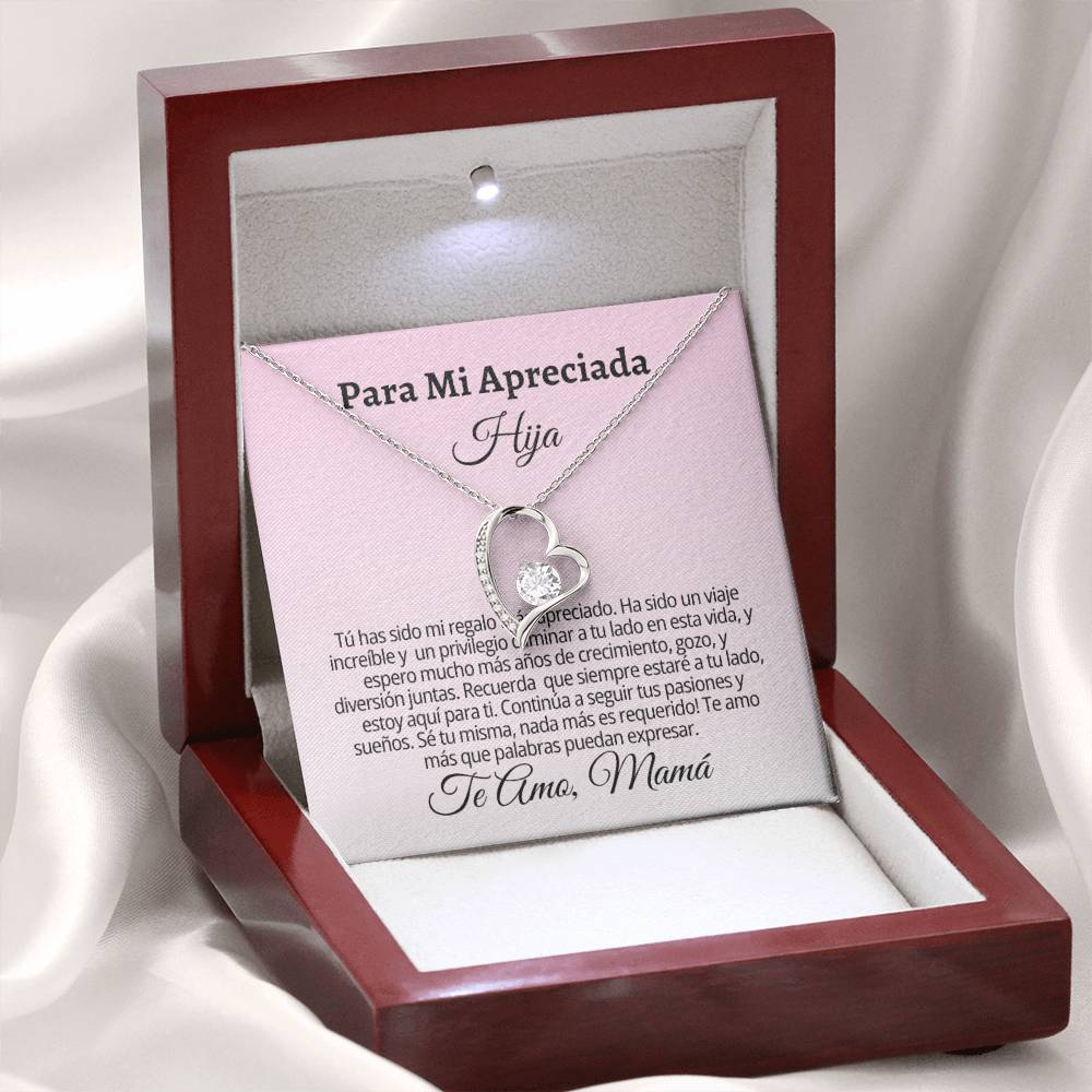 Para Mi Apreciada Hija: Forever Love Necklace with On Demand Message Card