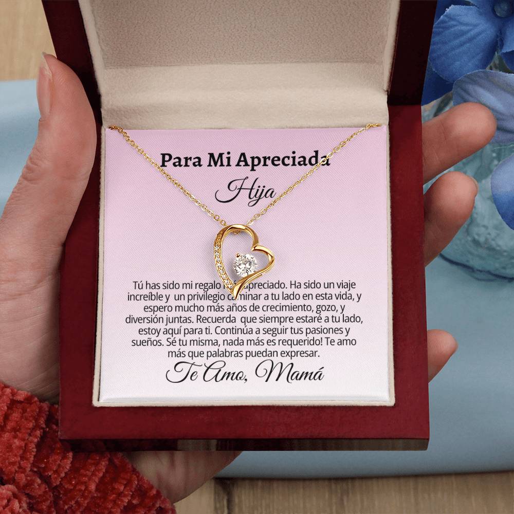 Para Mi Apreciada Hija: Forever Love Necklace with On Demand Message Card