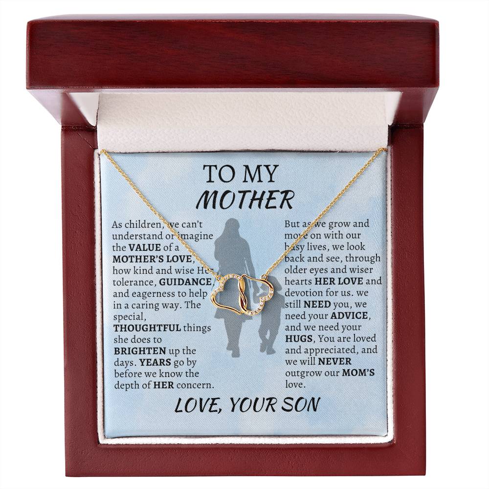 TO MY MOM: Everlasting Love. Pendant: Solid 10k Gold