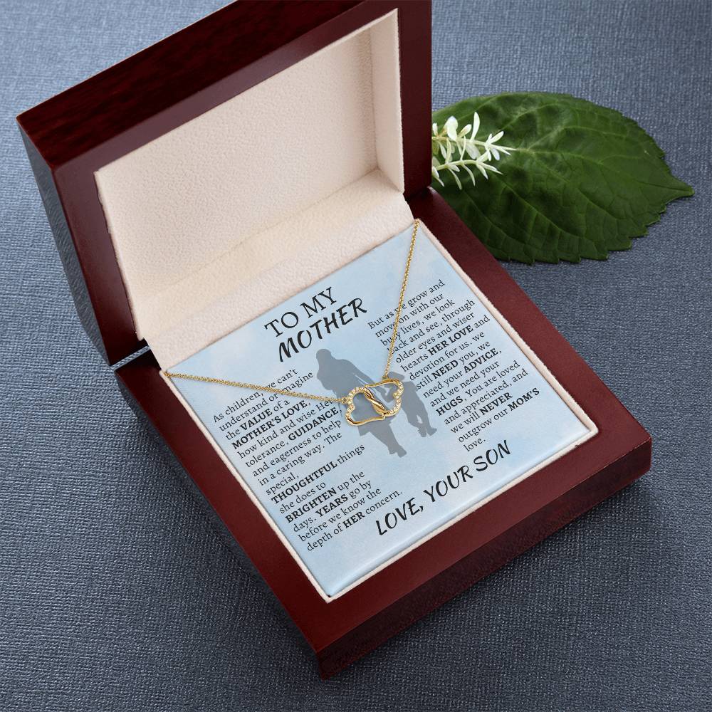 TO MY MOM: Everlasting Love. Pendant: Solid 10k Gold