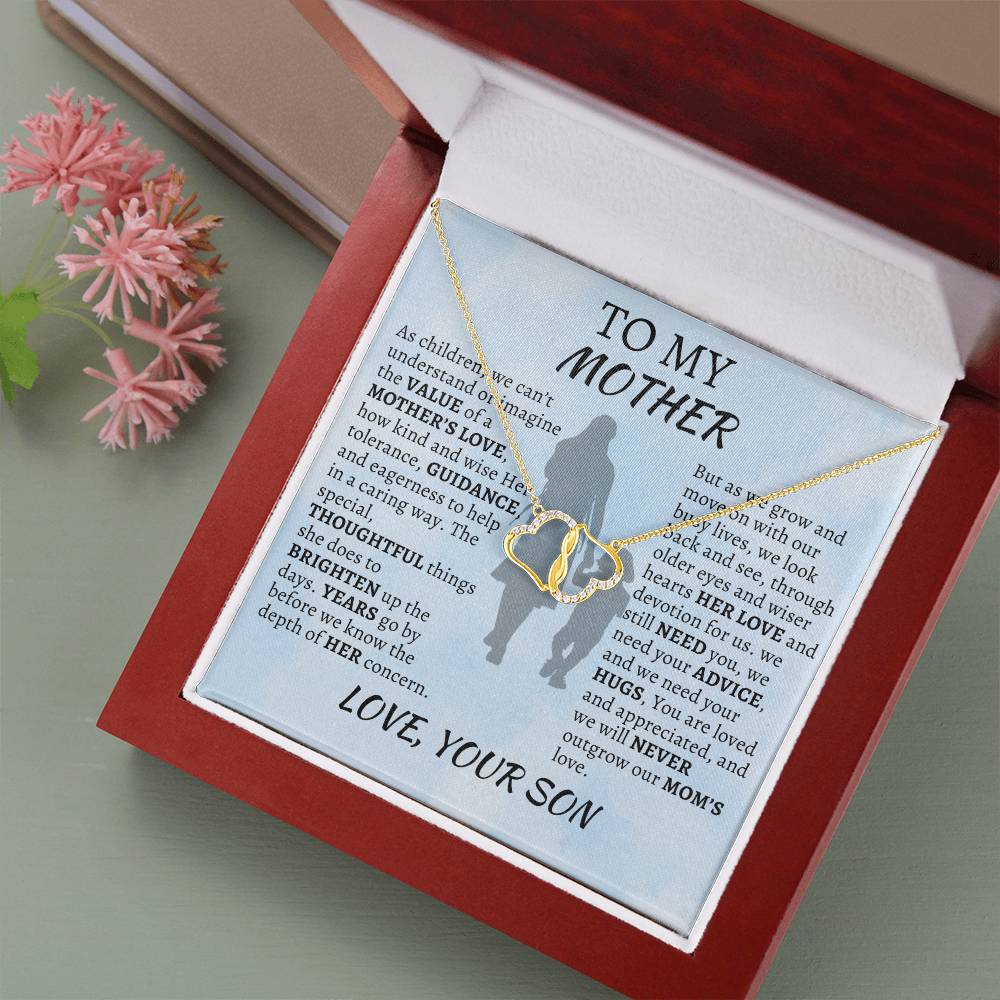 TO MY MOM: Everlasting Love. Pendant: Solid 10k Gold