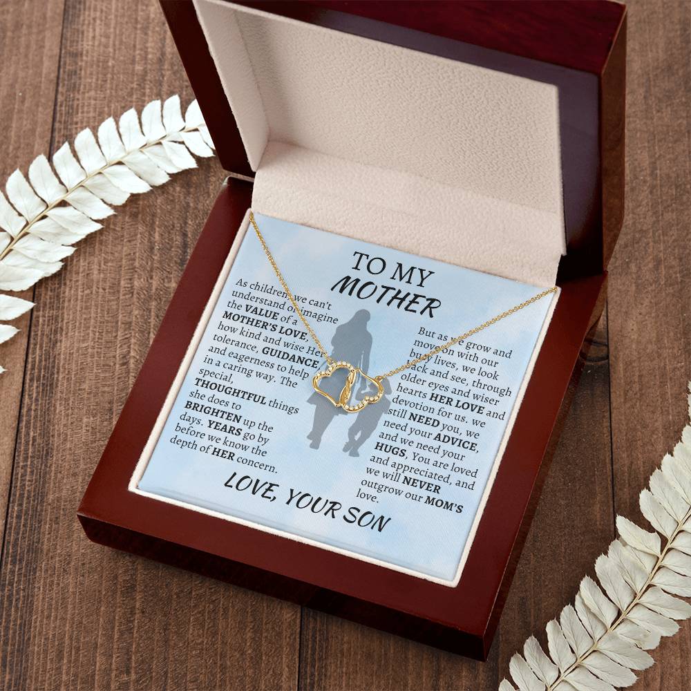 TO MY MOM: Everlasting Love. Pendant: Solid 10k Gold