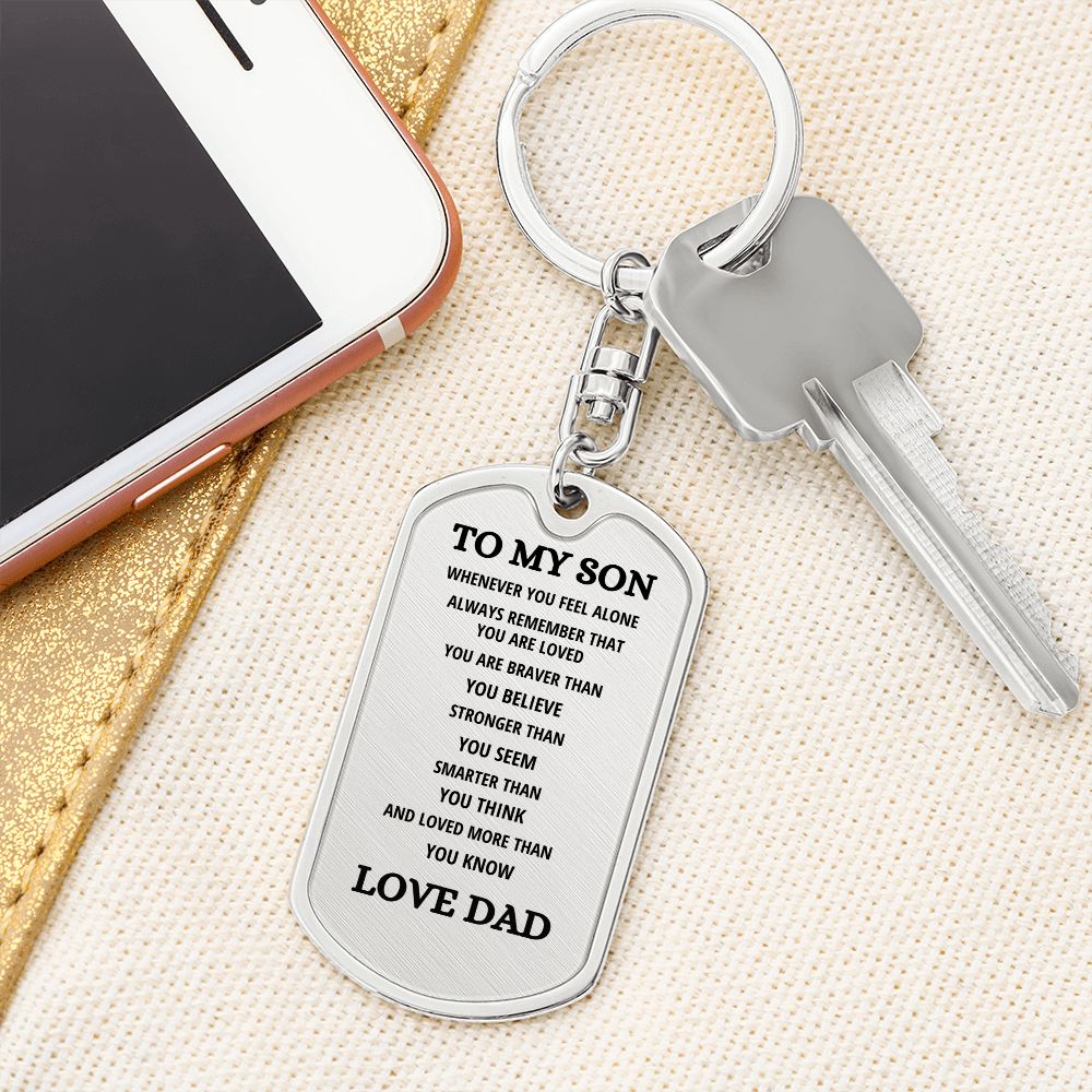 To My Son | Dog Tag with Swivel Keychain