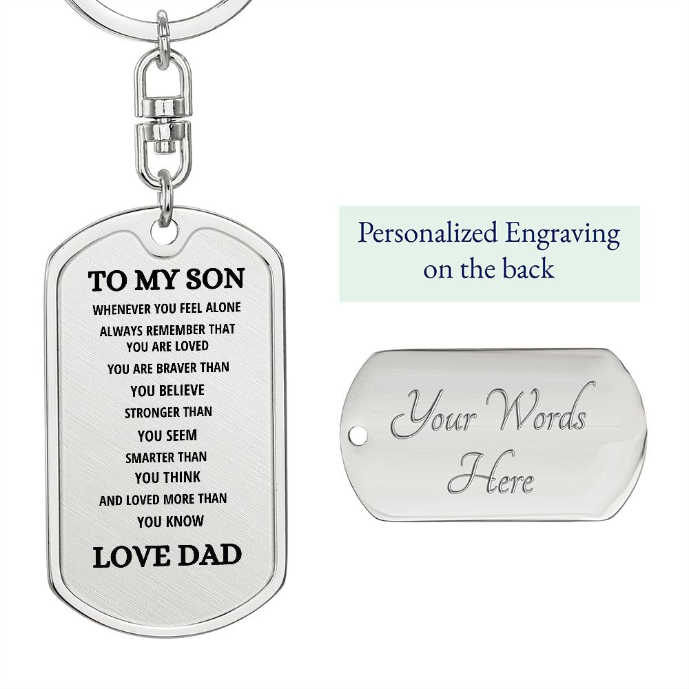 To My Son | Dog Tag with Swivel Keychain