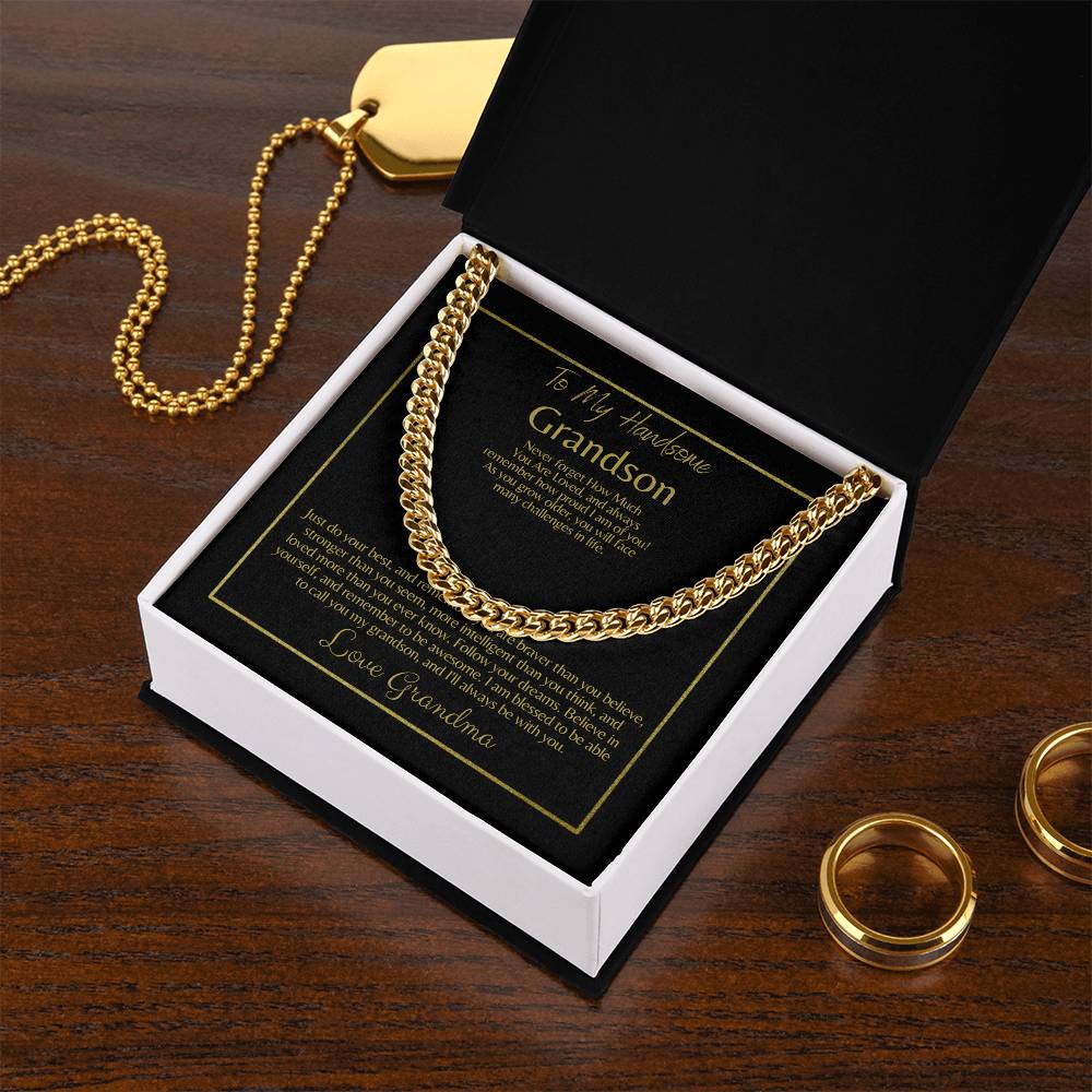 To My Grandson: Cuban Link Chain (OREO + LUX BOX + LENGTH EXTENSION)