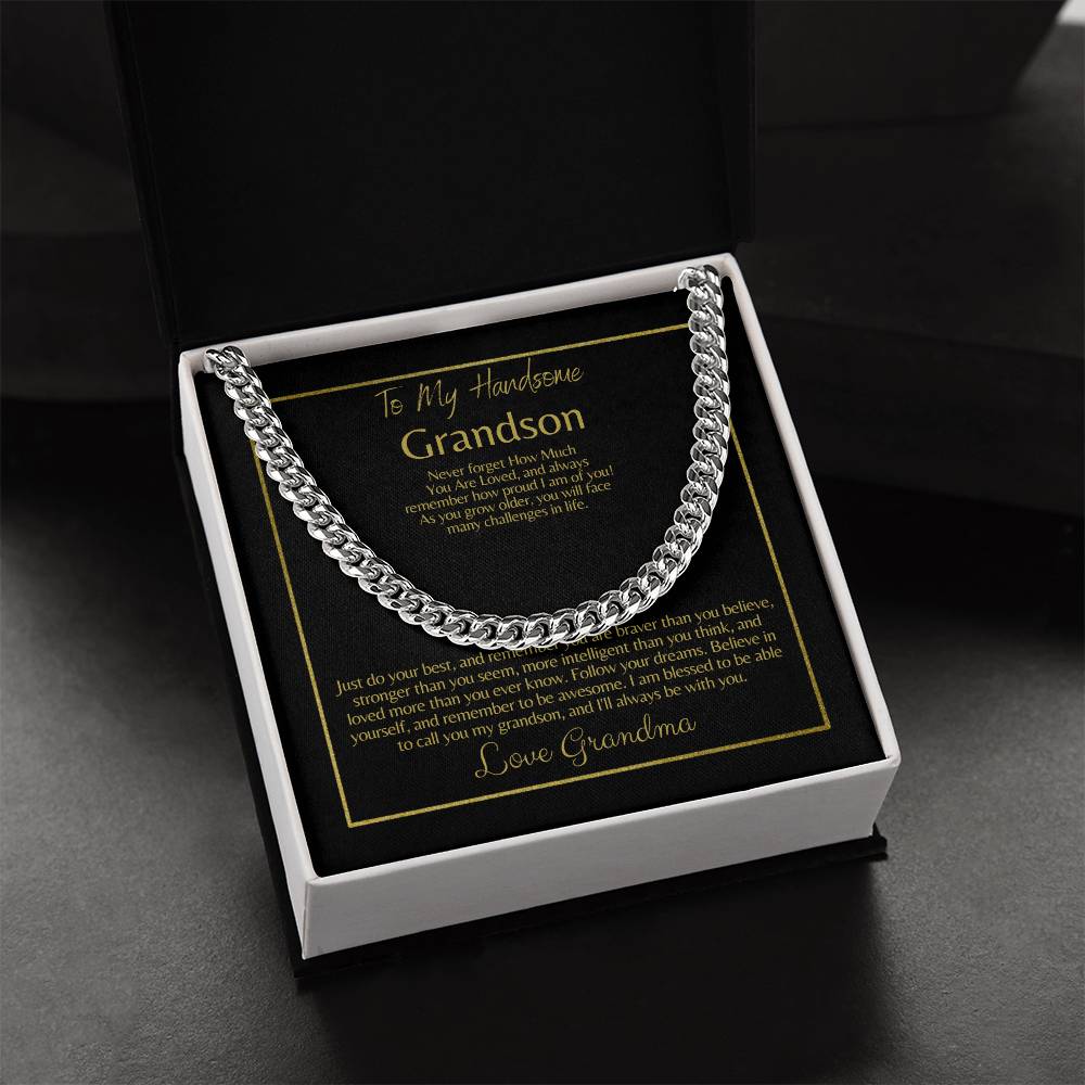 To My Grandson: Cuban Link Chain (OREO + LUX BOX + LENGTH EXTENSION)
