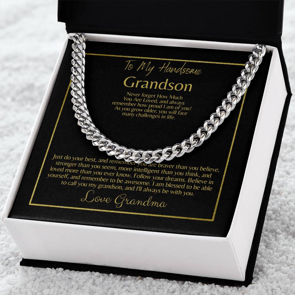 To My Grandson: Cuban Link Chain (OREO + LUX BOX + LENGTH EXTENSION)