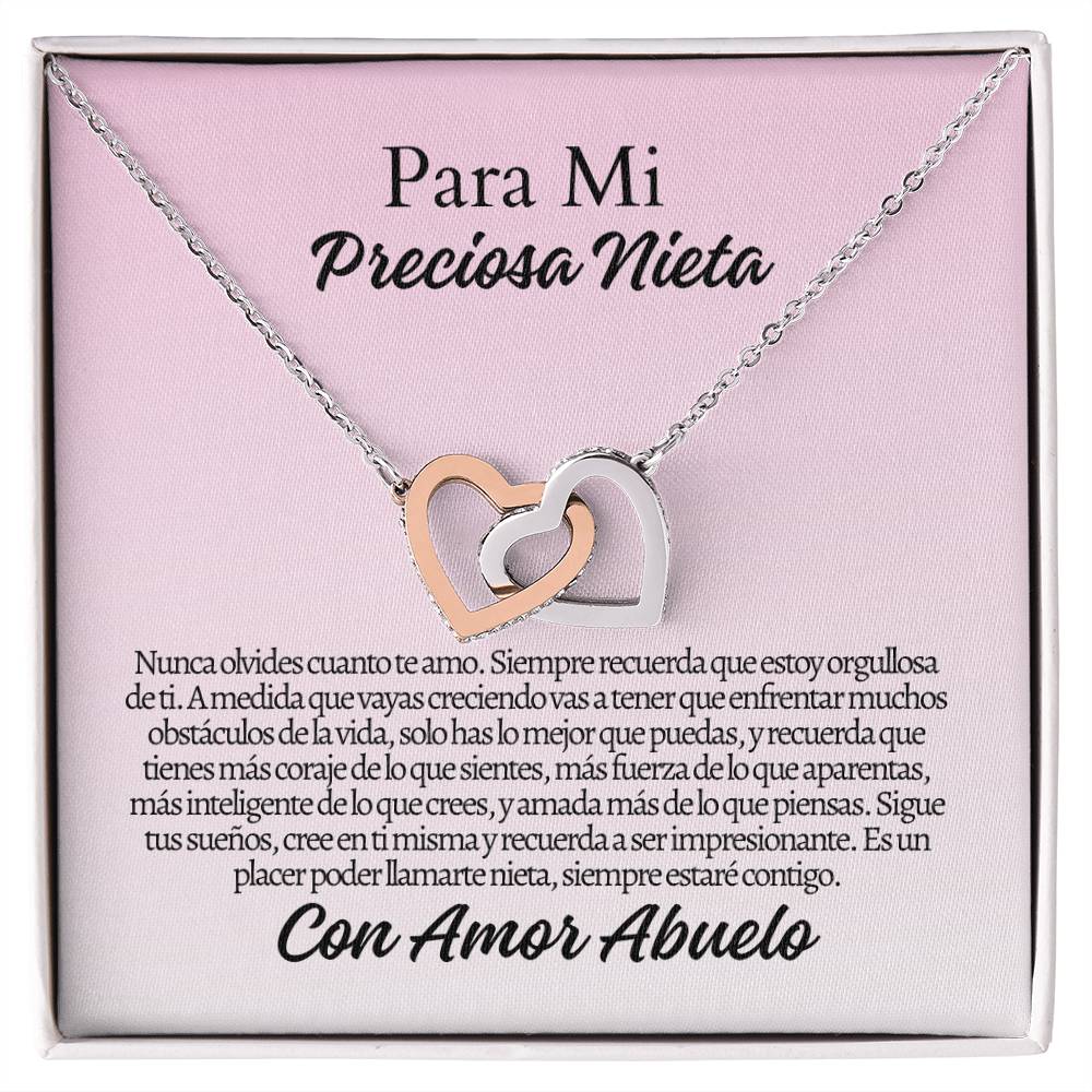 Para Mi Nieta: Interlocking Hearts Necklace (Yellow & White Gold Variants)