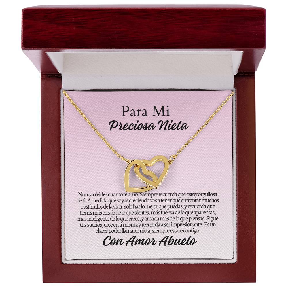 Para Mi Nieta: Interlocking Hearts Necklace (Yellow & White Gold Variants)