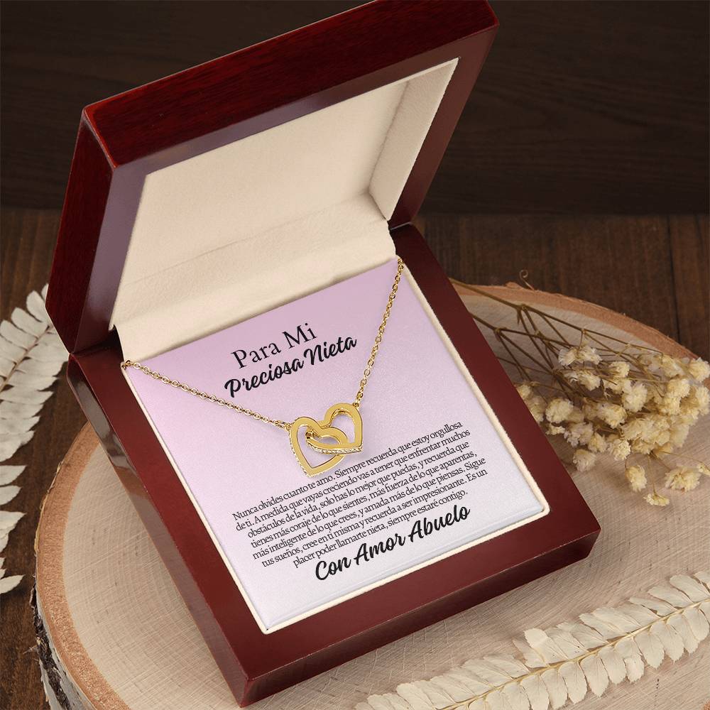 Para Mi Nieta: Interlocking Hearts Necklace (Yellow & White Gold Variants)