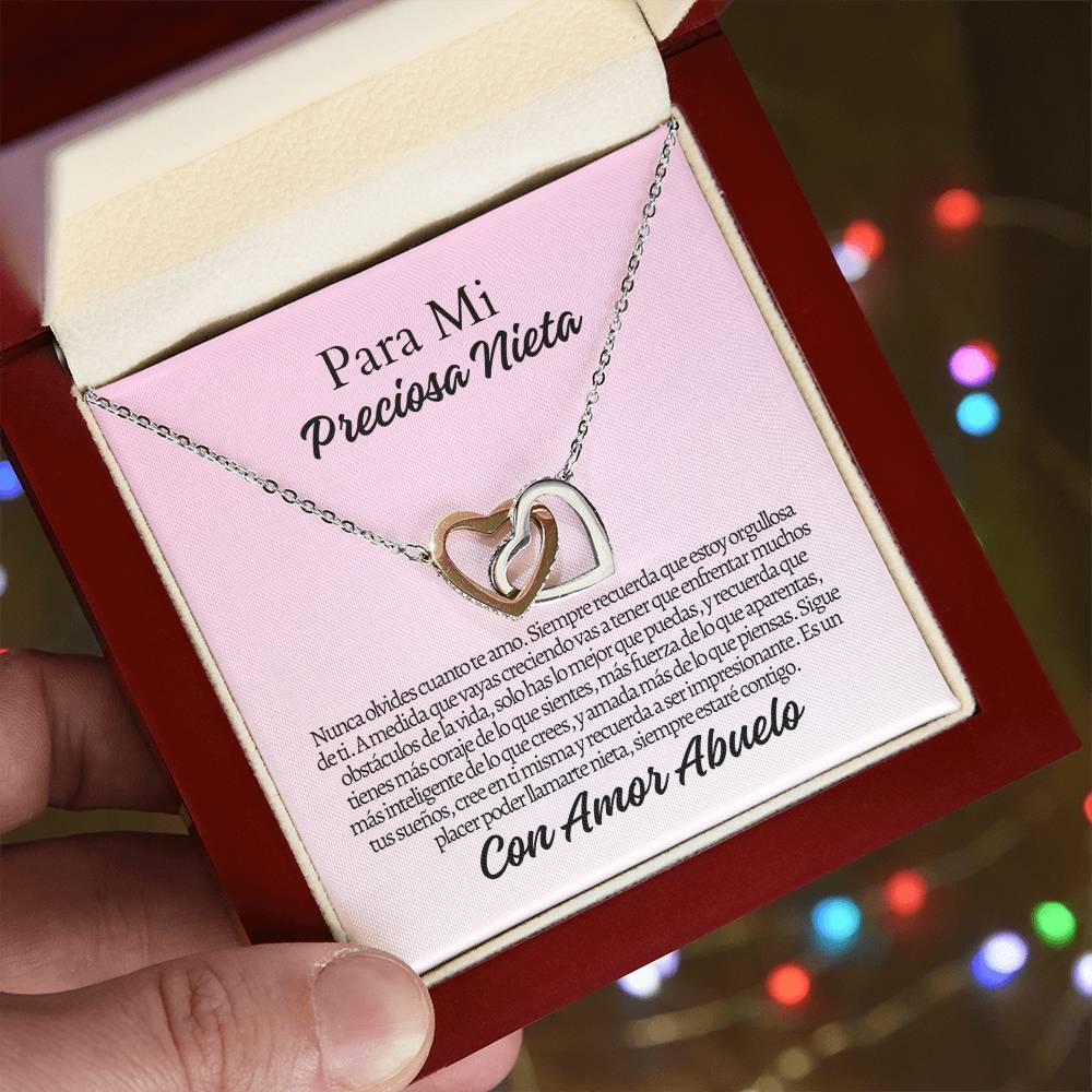 Para Mi Nieta: Interlocking Hearts Necklace (Yellow & White Gold Variants)