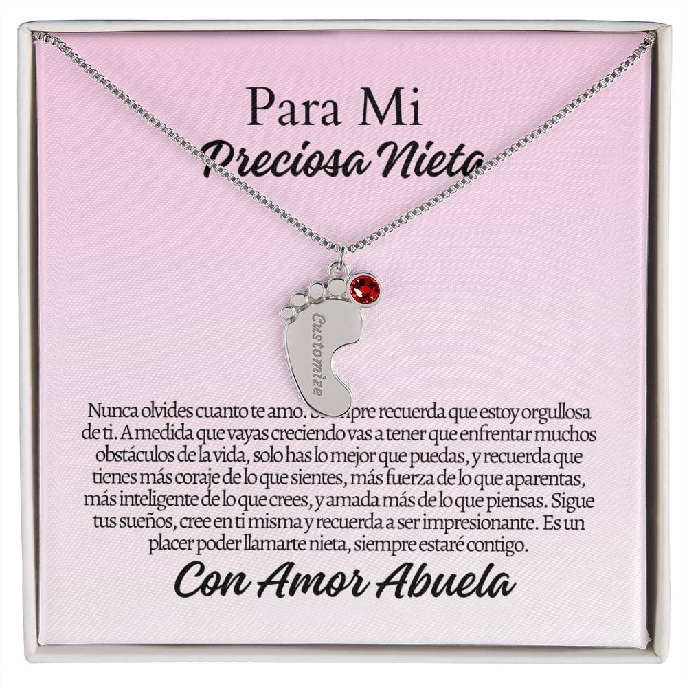 Para Mi Nieta: Engraved Baby Feet with Birthstones (w/MC)