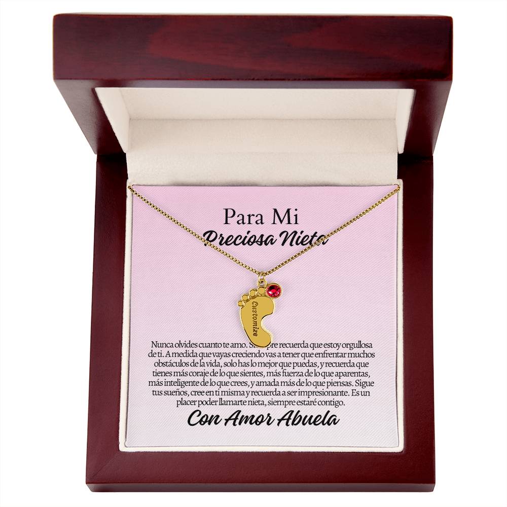 Para Mi Nieta: Engraved Baby Feet with Birthstones (w/MC)
