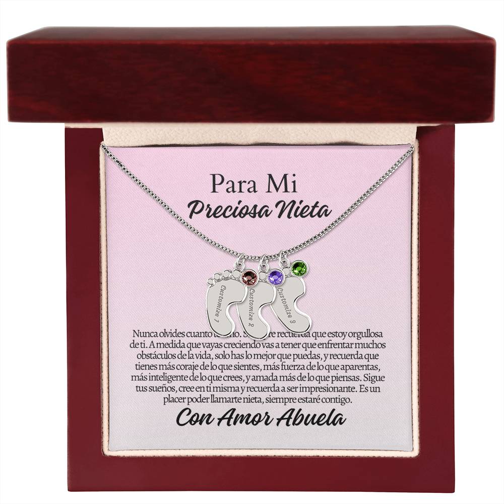Para Mi Nieta: Engraved Baby Feet with Birthstones (w/MC)