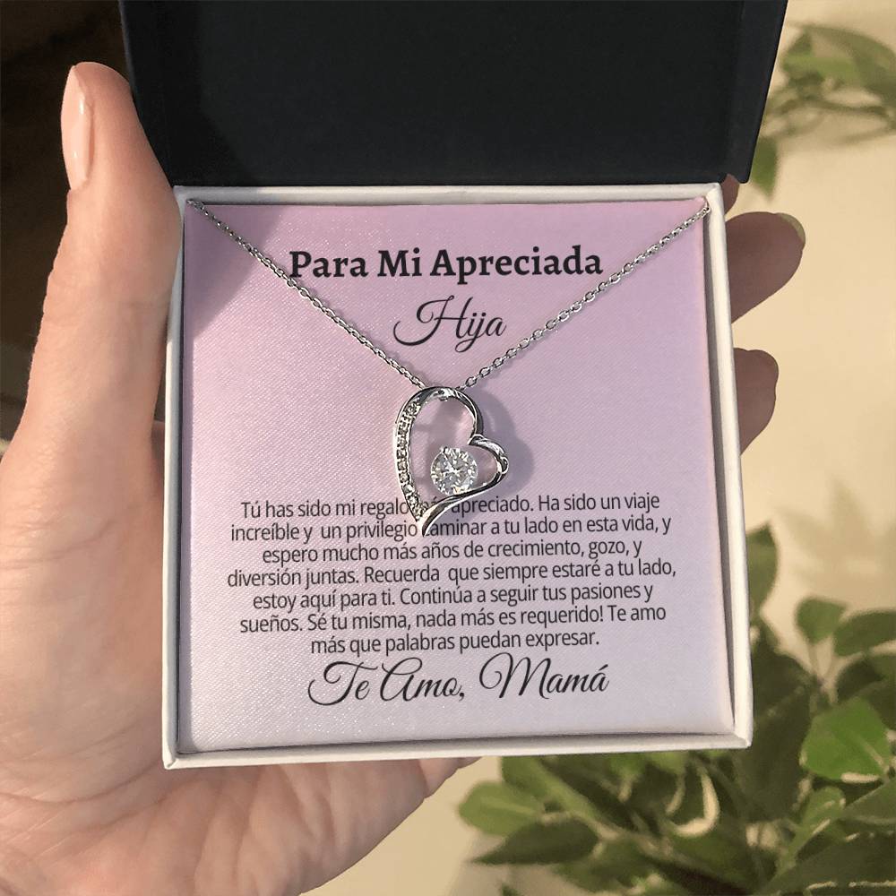 Para Mi Apreciada Hija: Forever Love Necklace with On Demand Message Card