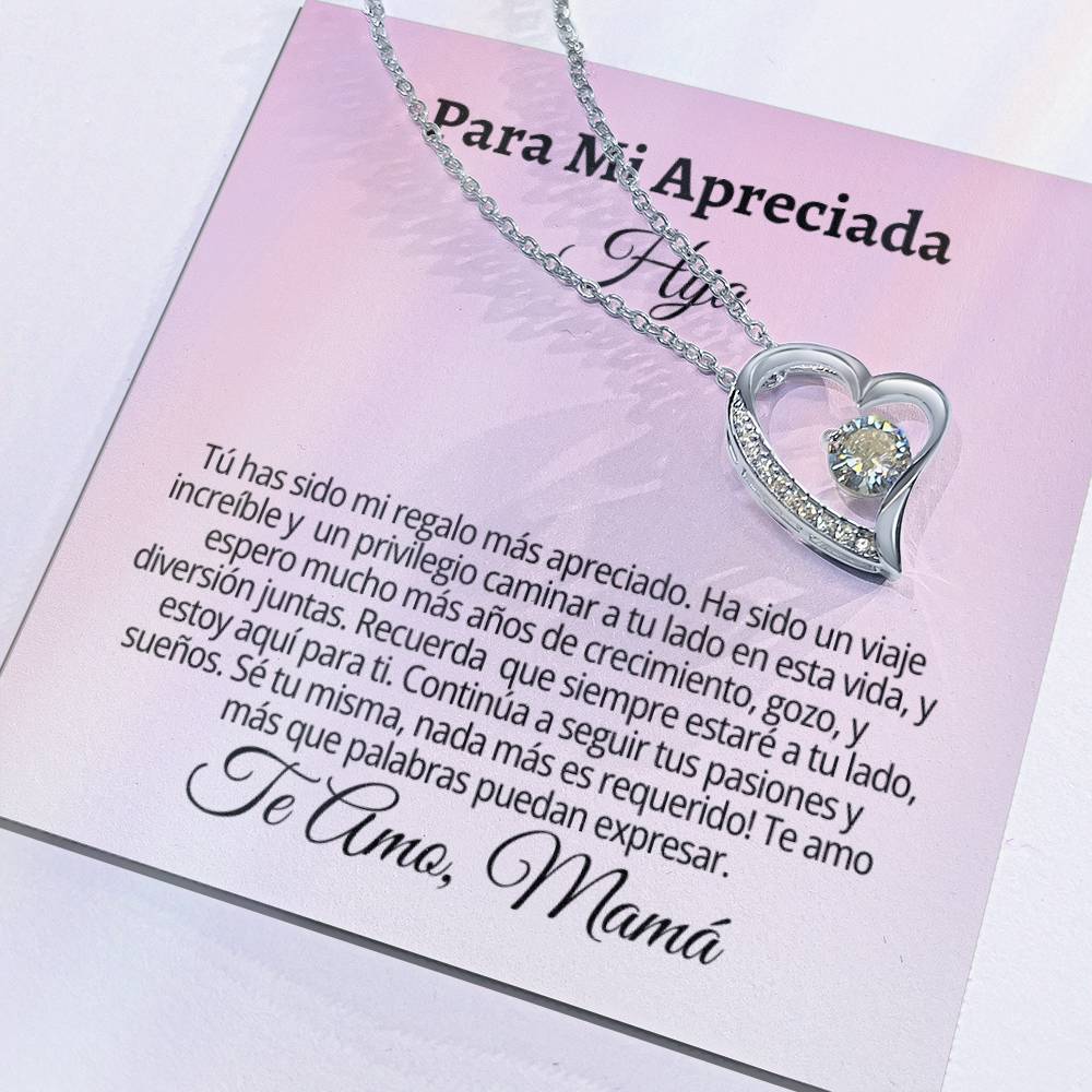 Para Mi Apreciada Hija: Forever Love Necklace with On Demand Message Card