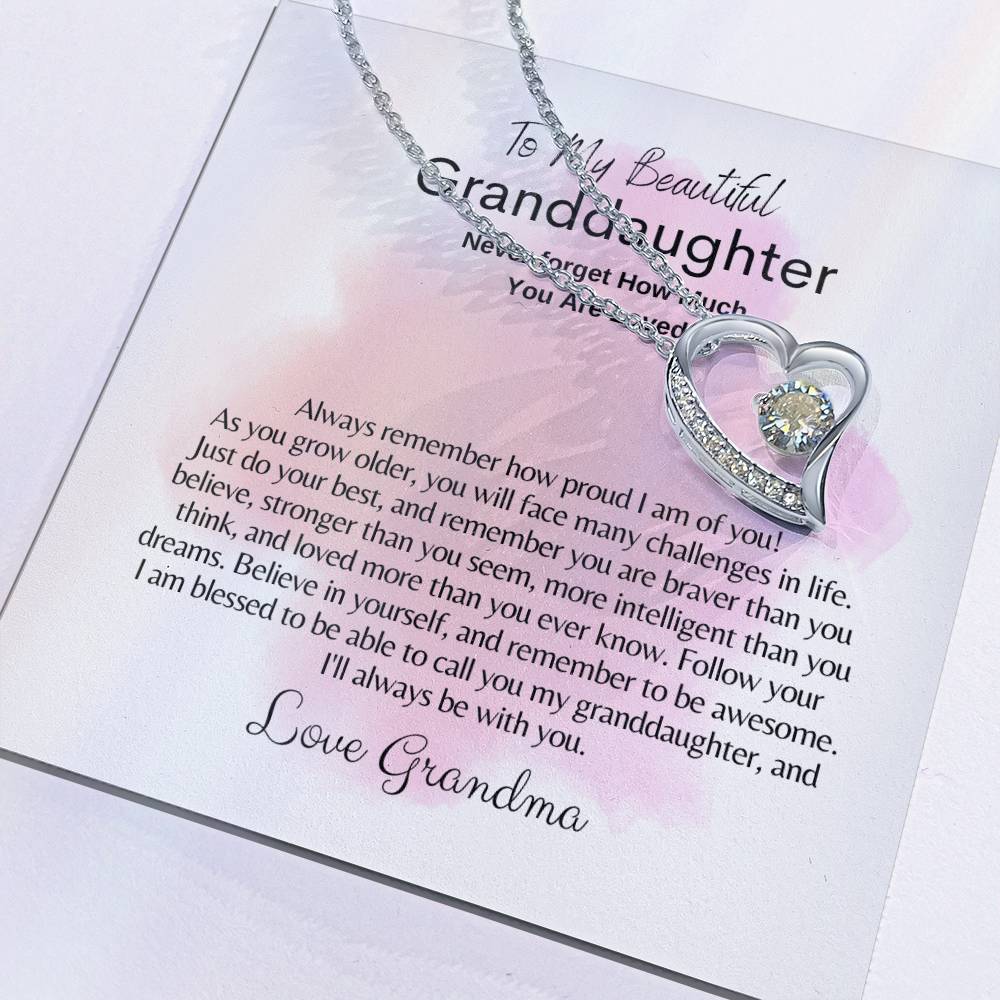 To My Granddaughter: Forever Love Necklace with On Demand Message Card