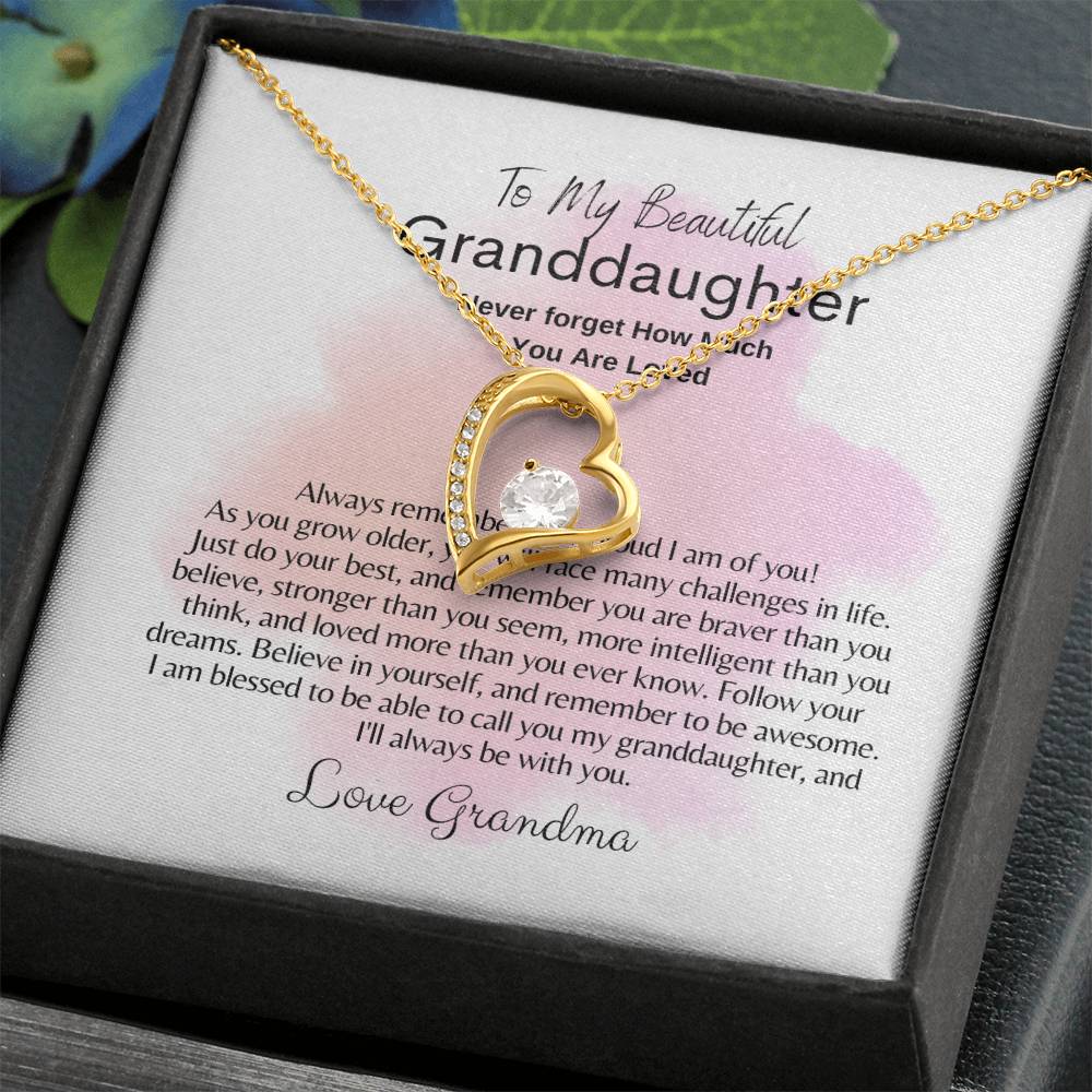 To My Granddaughter: Forever Love Necklace with On Demand Message Card