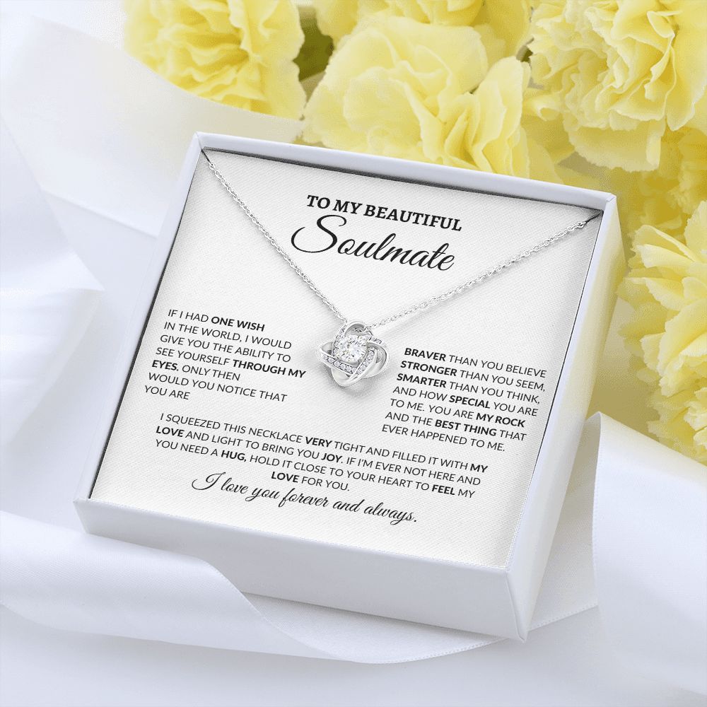 To My Beautiful Soulmate | Love Knot Necklace (Yellow & White Gold)
