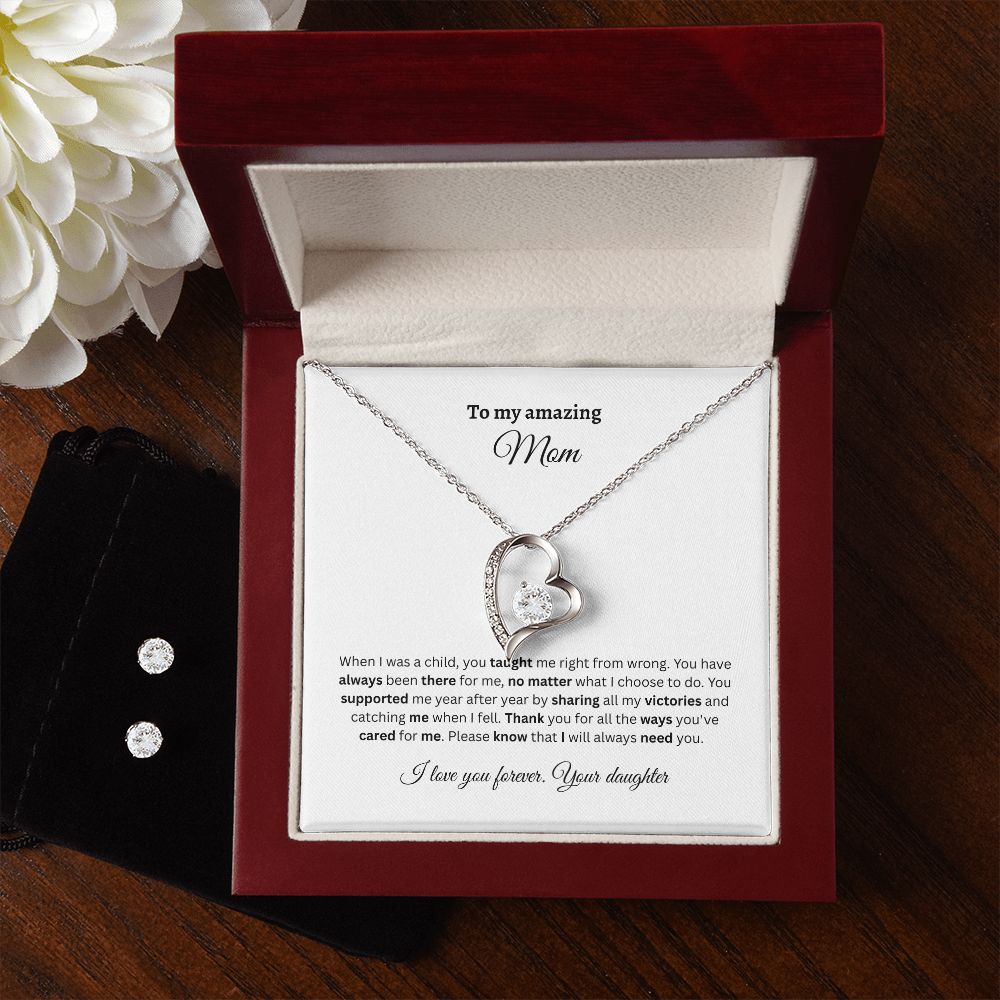 To my amazing Mom | Forever Love Necklace + Clear CZ Earrings