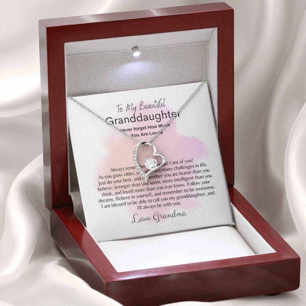 To My Granddaughter: Forever Love Necklace with On Demand Message Card