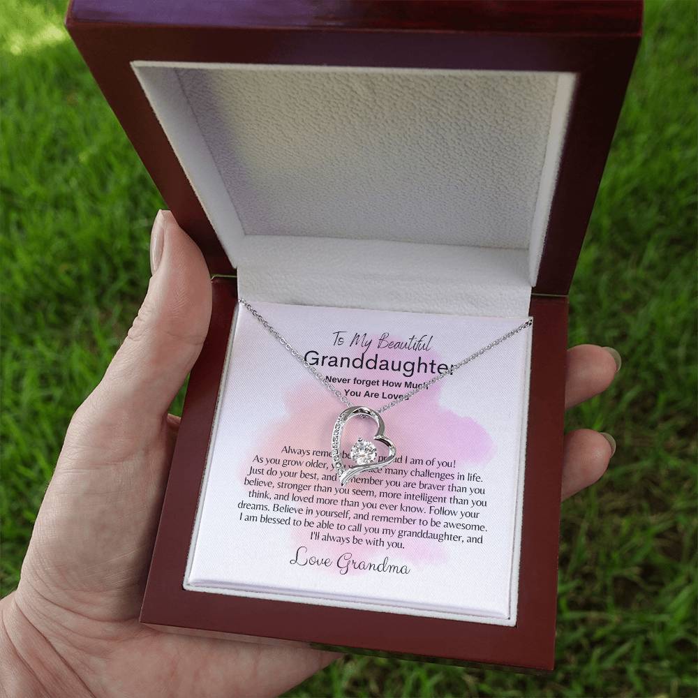 To My Granddaughter: Forever Love Necklace with On Demand Message Card