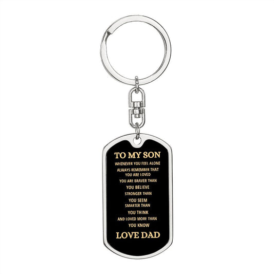 To My Son | Dog Tag with Swivel Keychain