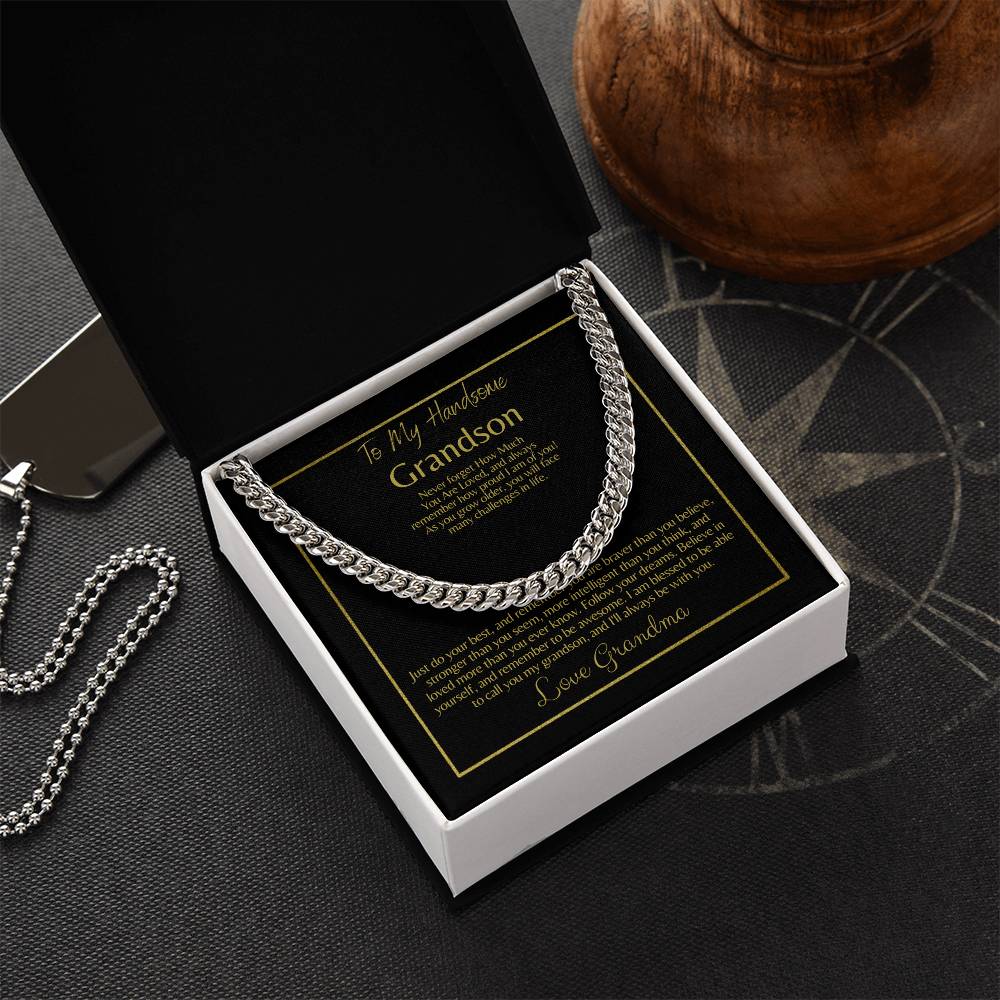 To My Grandson: Cuban Link Chain (OREO + LUX BOX + LENGTH EXTENSION)