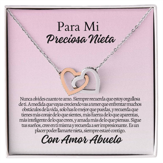 Para Mi Nieta: Interlocking Hearts Necklace (Yellow & White Gold Variants)