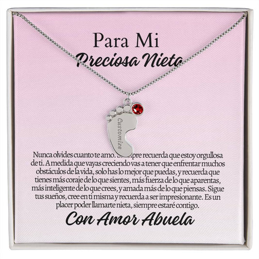 Para Mi Nieta: Engraved Baby Feet with Birthstones (w/MC)