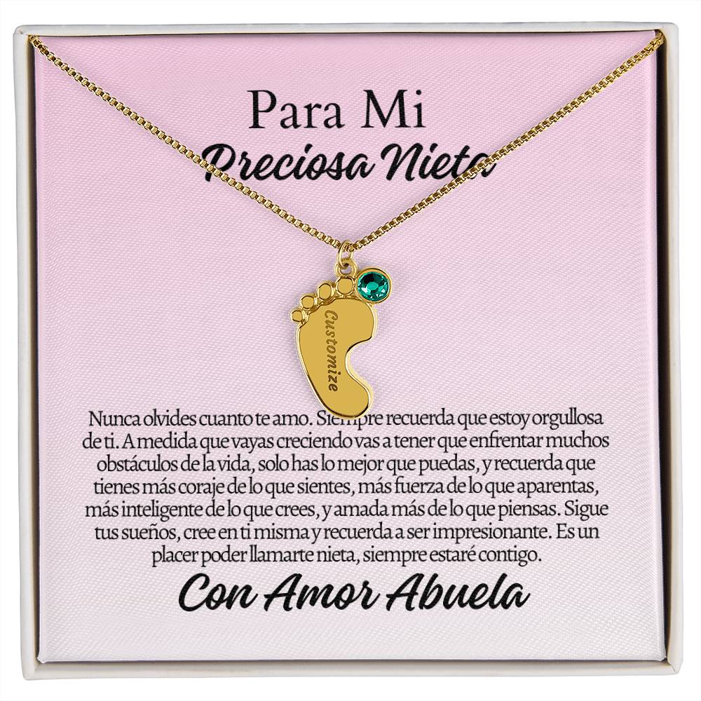 Para Mi Nieta: Engraved Baby Feet with Birthstones (w/MC)