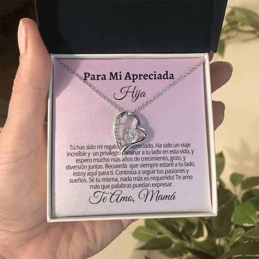 Para Mi Apreciada Hija: Forever Love Necklace with On Demand Message Card