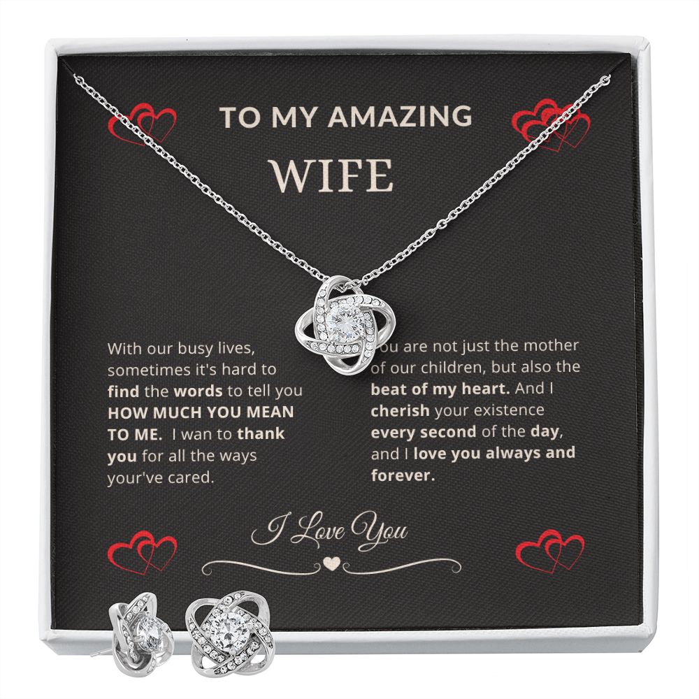 To My Amazing Wife | Love Knot Earring & Necklace Set
