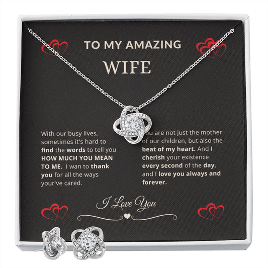 To My Amazing Wife | Love Knot Earring & Necklace Set