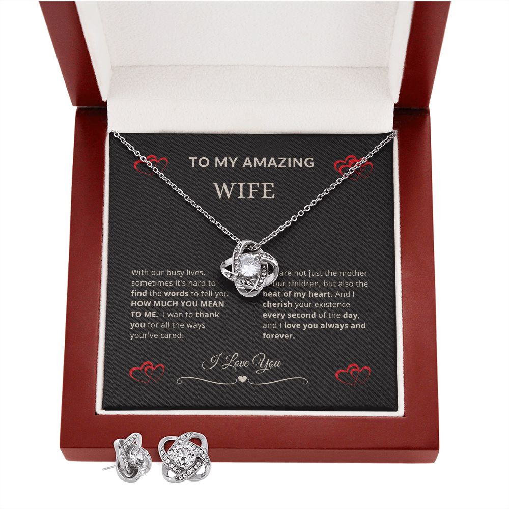 To My Amazing Wife | Love Knot Earring & Necklace Set