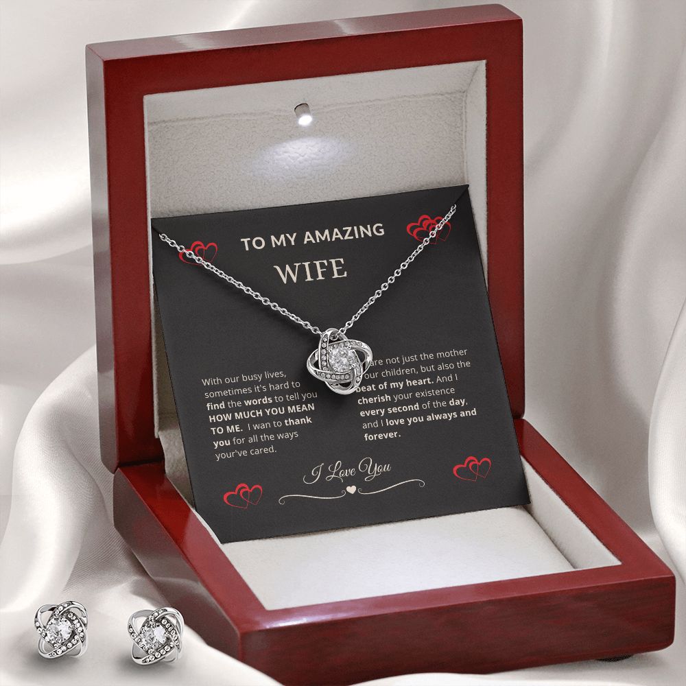To My Amazing Wife | Love Knot Earring & Necklace Set