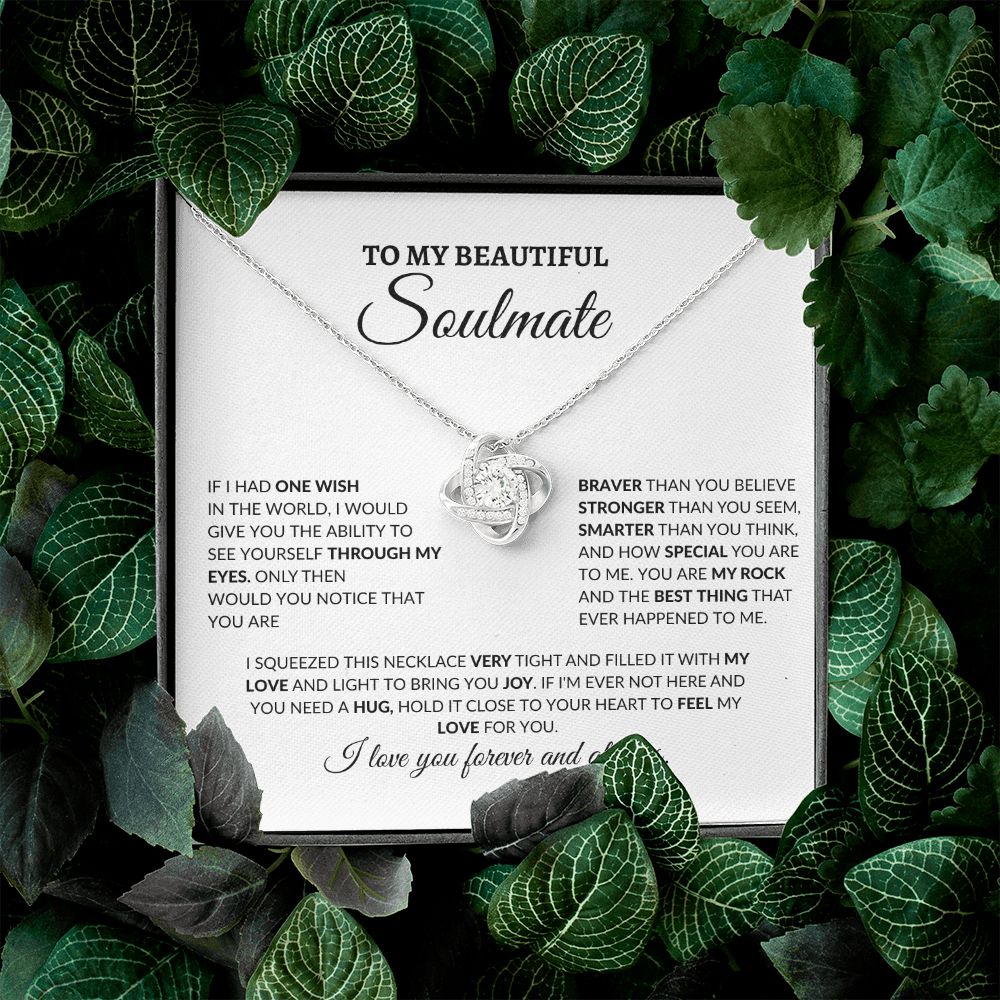 To My Beautiful Soulmate | Love Knot Necklace (Yellow & White Gold)