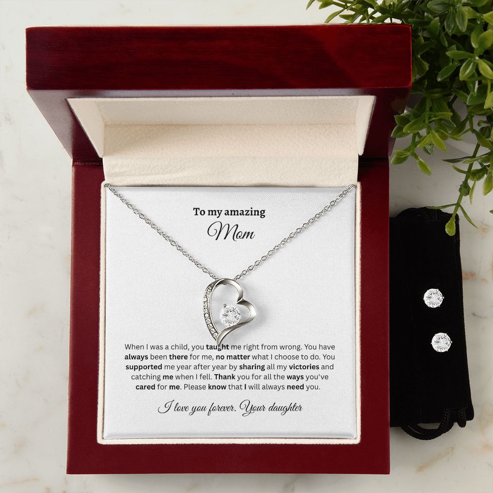 To my amazing Mom | Forever Love Necklace + Clear CZ Earrings